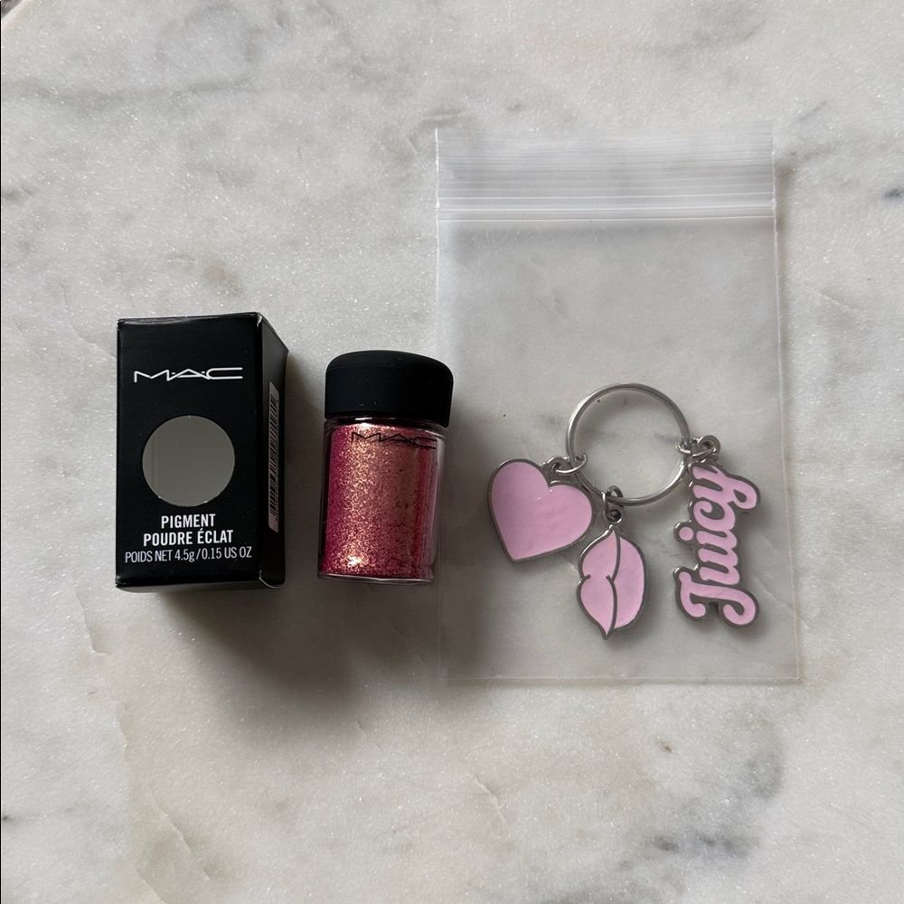NIB MAC Pigment in Rose + Bonus Lancôme Juicy Keychain